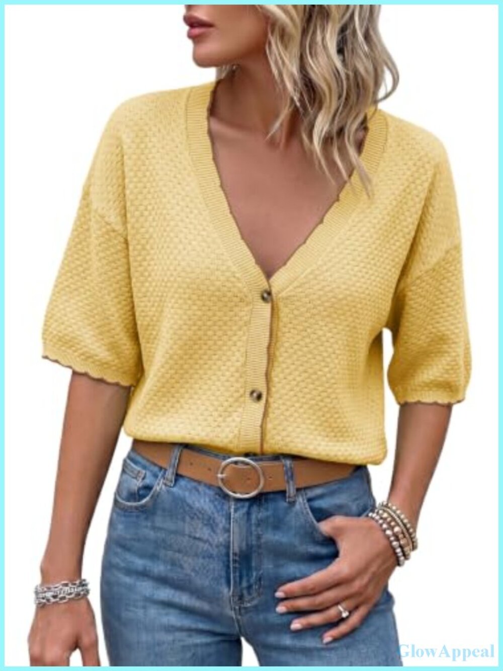 Women's Short Sleeve Knit Cardigan 100% Cotton Button Down